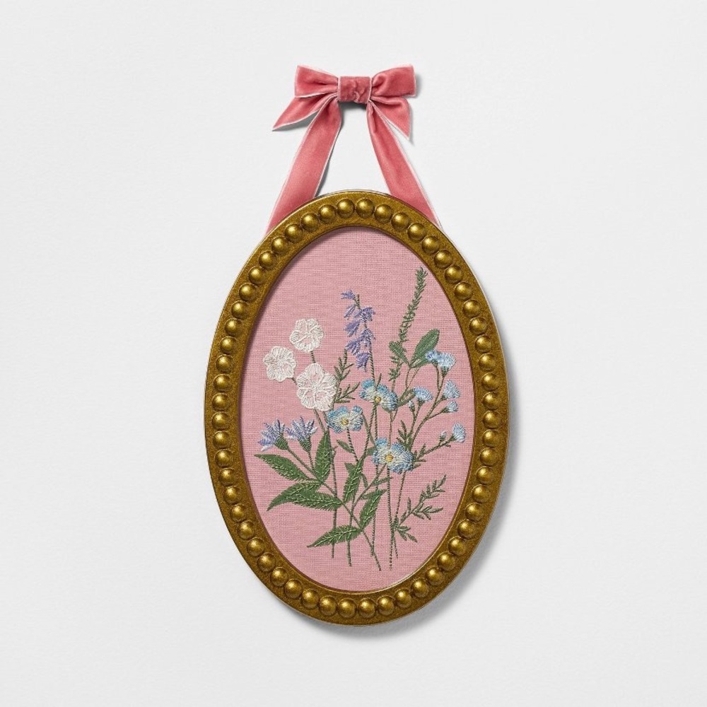 9.13"x12.91" Cross Stitch Floral Wall Art Threshold™ designed with Studio McGee